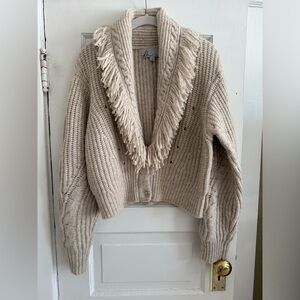 DH NEW YORK FRINGED CABLE-KNIT CARDIGAN